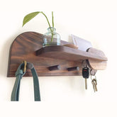 ONIJA Sheesham Wood Key Stand for Wall, Wooden Key Holder for Home, Key Chain Holder with 5 Hooks, Designer Key Chain Stand, Wall Stylish Key Stand for Entryway & Office Decor